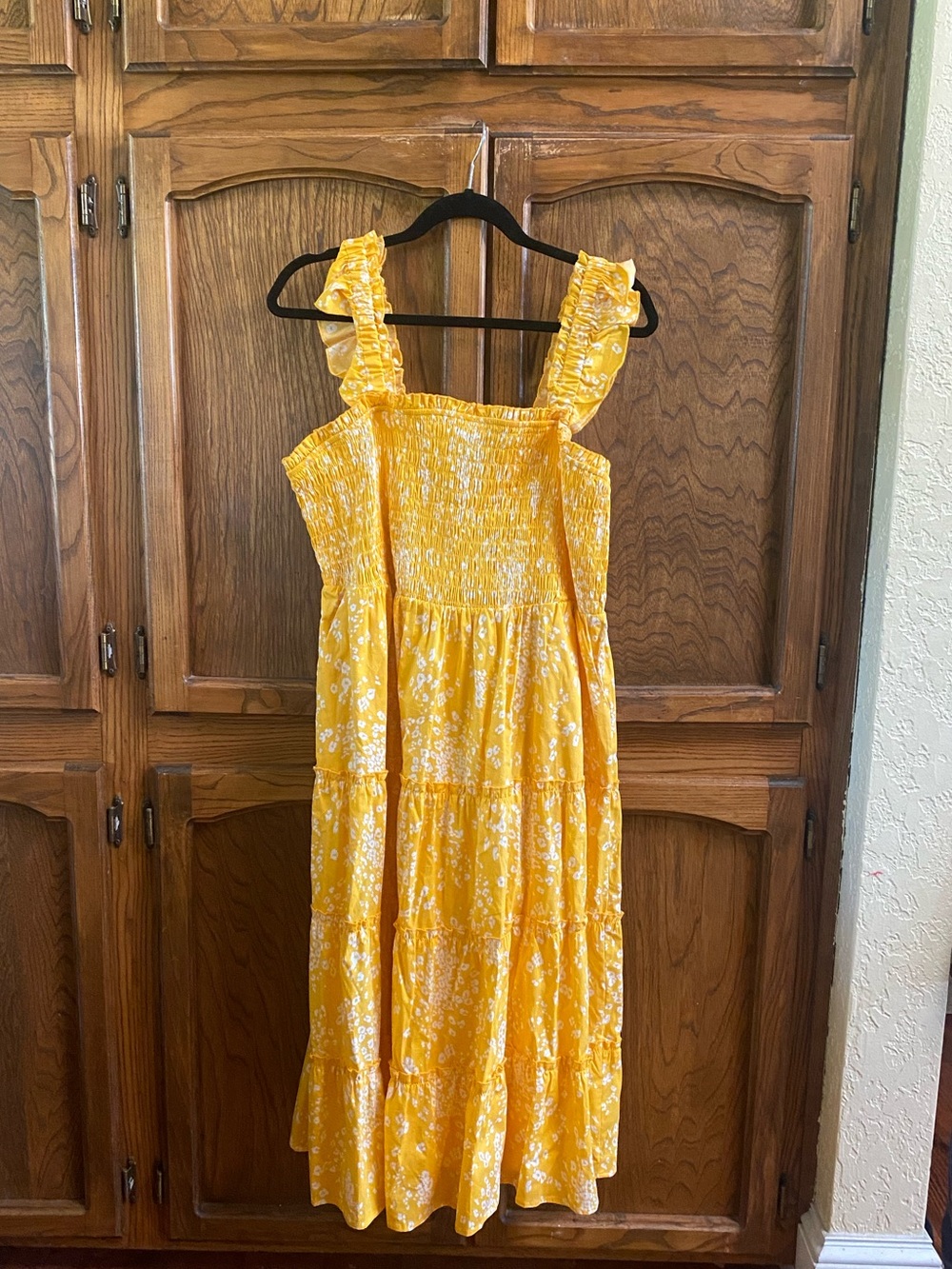 torrid Yellow Floral Ruffle-Shoulder Tiered Dress